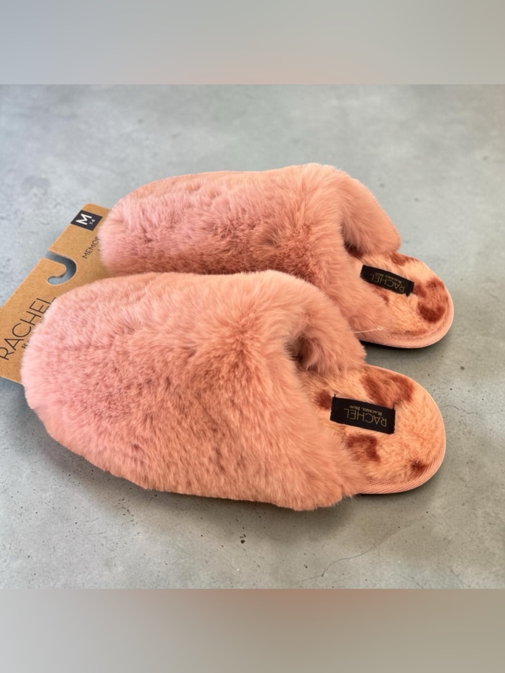 Rachel Roy Plush Faux Fur Slide Slippers - Dusty Rose